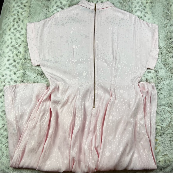 Closet London Short Fold Sleeve Shirt Midi Dress Crystal Buttons Light Pink - Picture 8 of 8